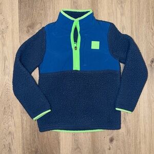 Under Armour Boys YSM Blue Sherpa Fleece 1/4 Zip Pullover Neon Trim